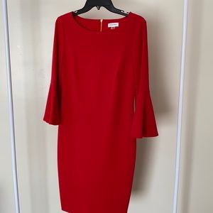 Calvin Klein bell sleeve sheath dress